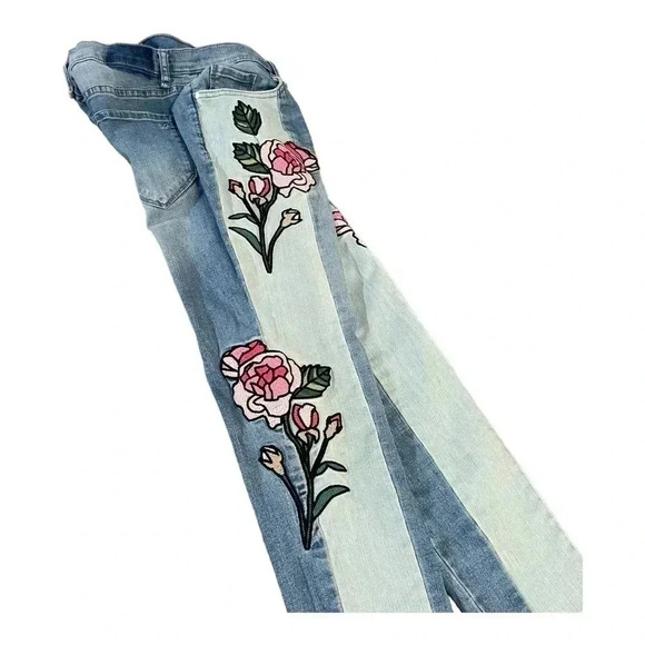 William Rast Floral Embroidered Two Tone Ankle Skinny Jeans Women’s size 27 - Picture 4 of 16